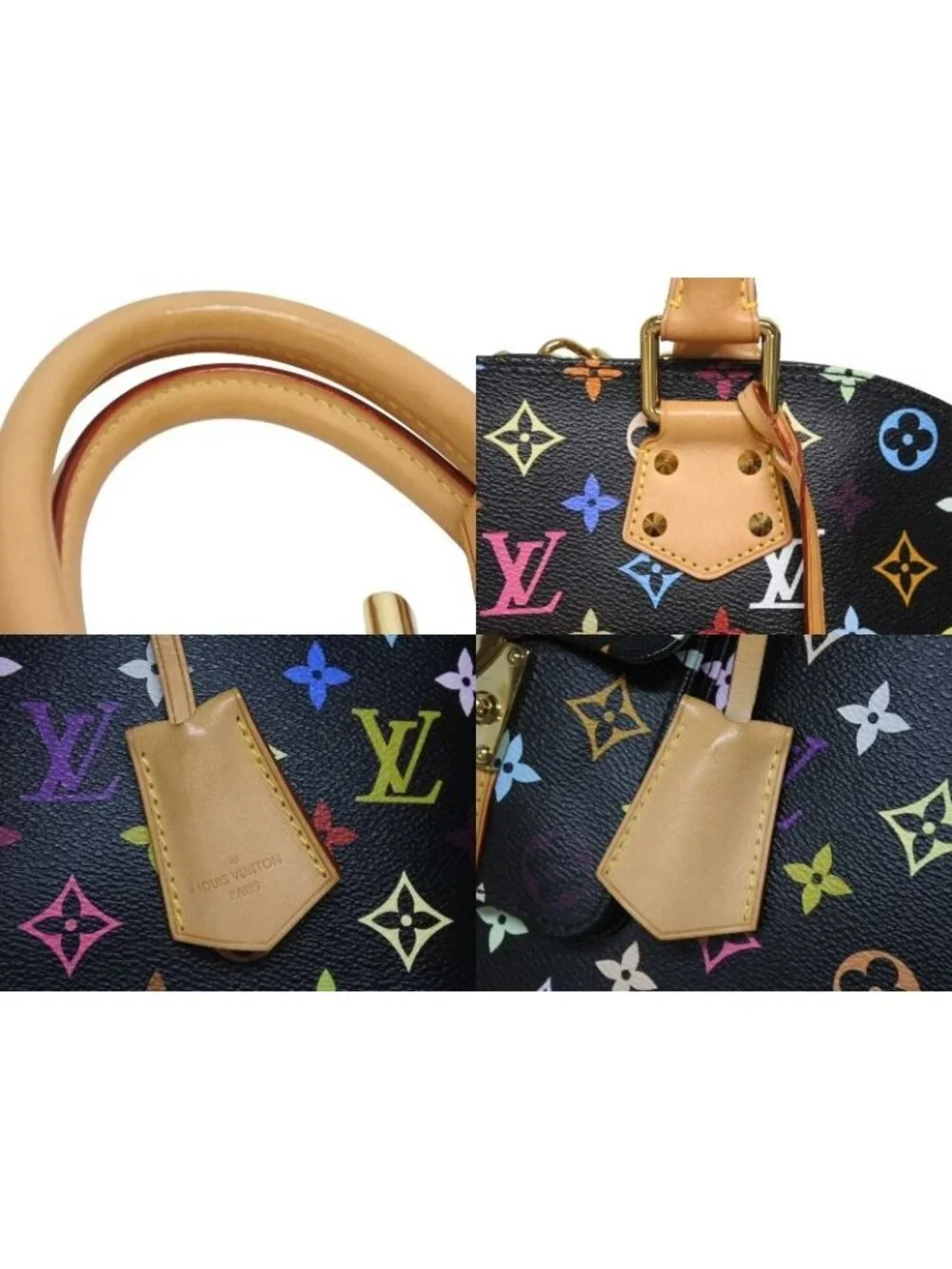Louis Vuitton Takashi Murakami Alma GM Handbag Monogram Multicolor Black